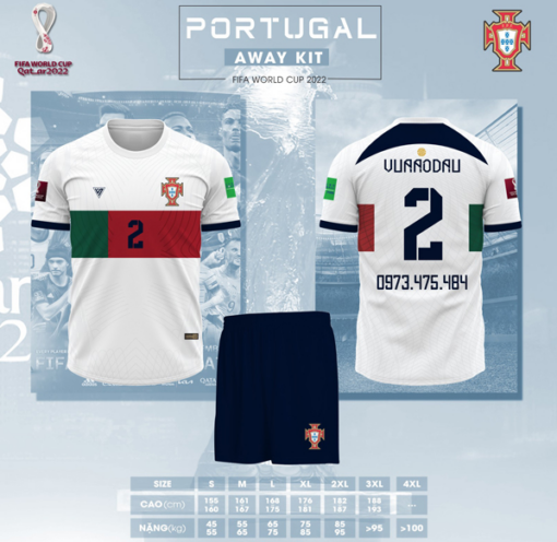 Áo World Cup 2022 Bồ Đào Nha Màu Trắng